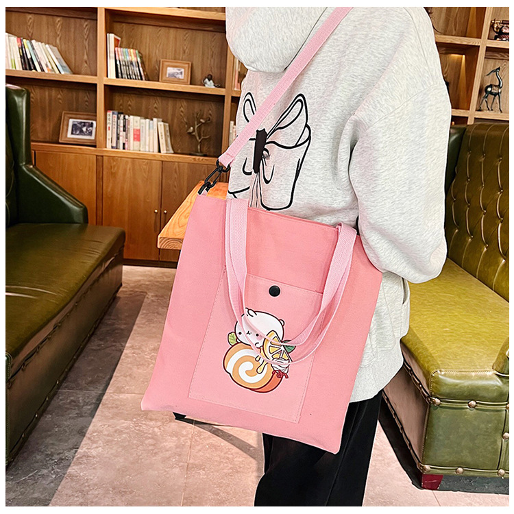 The new Korean-style cute Japanese-style single-shoulder bag is selling well. It's a simple and versatile canvas bag for college students' crossbody tutoring Item Picture