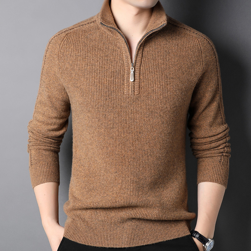 Woolen solid color colored demi-season base keep warm sweater with…