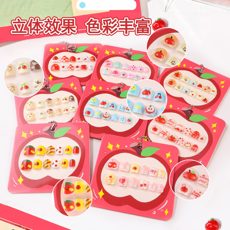 Children's Sweet Adhesive Nails, Short Nails, Handmade Nail Pieces, Nail Stickers with Accessories Children's Sweet Adhesive Nails, Short Nails, Handmade Nail Pieces, Nail Stickers with Accessories