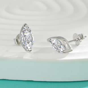 925 Silver Mosan Horse Eye Special-Shaped Diamond Earrings Women's Earrings Necklace suit Special-Shaped Moissanite suit Cross-border Supply