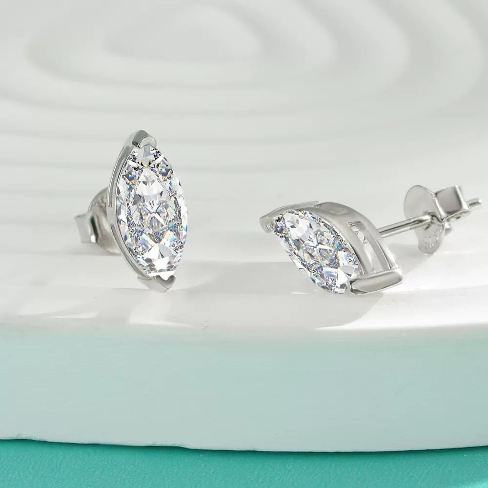 925银莫桑马眼异形钻耳饰女耳环项链套装异形莫桑石套装跨境供货