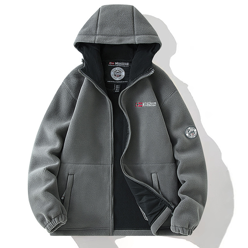 【9819】Exported to Norway Cross-Border Fleece Jacket for Men and Women, Hooded Jacket, Popular Winter Style