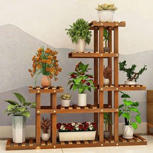 Flower Rack Balcony Solid Wood Flower Rack Storage Rack Indoor Household Fleshy Floor Surface Decorative Flower Pot Rack for Living Room