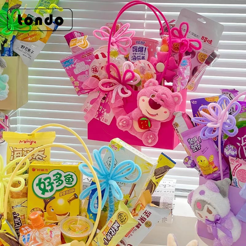 Día del niño de dibujos animados diy snacks bolso de material paquete de jardín de infantes escuela primaria regalos de vacaciones hechos a mano