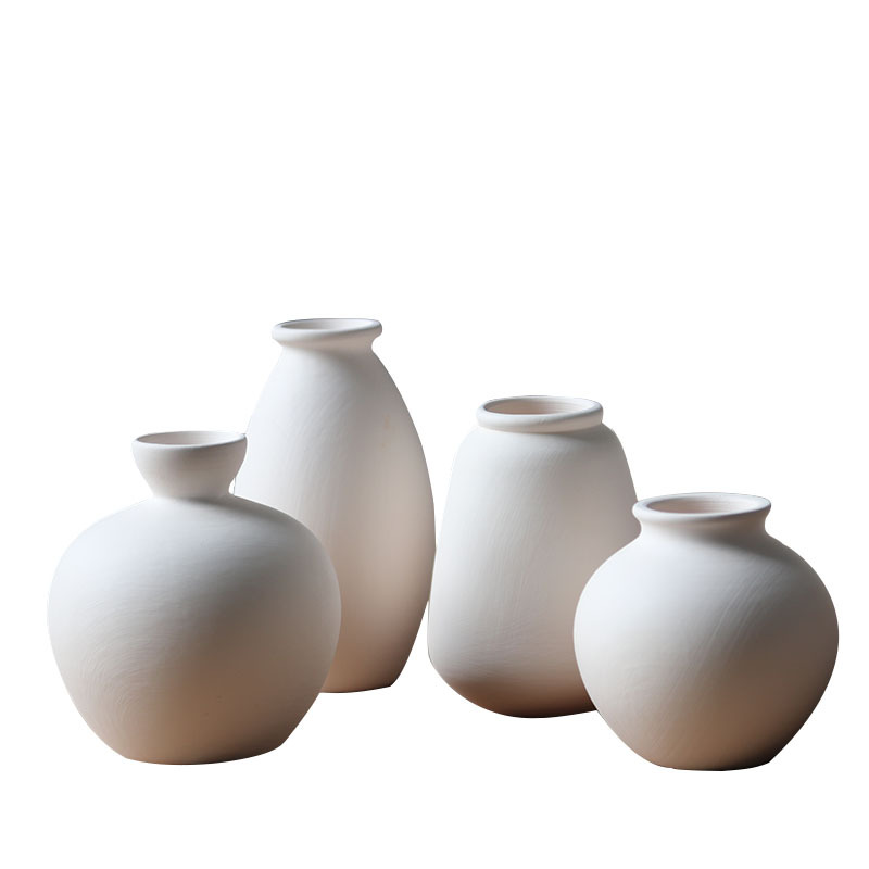 Vasos de cerámica simple, flores secas al aire nórdicas, flores secas al aire, pinturas de color bajo esmalte cerámico, productos semiacabados de bricolaje.