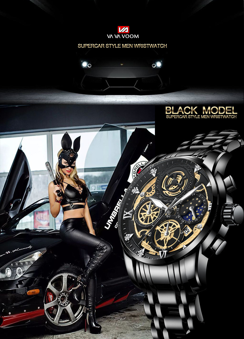 Jahr Sonne Mond Stern Herrenuhr Hohlkalender Tourbillon Quarz wasserdichte Uhr Herrenuhr_voghion.com