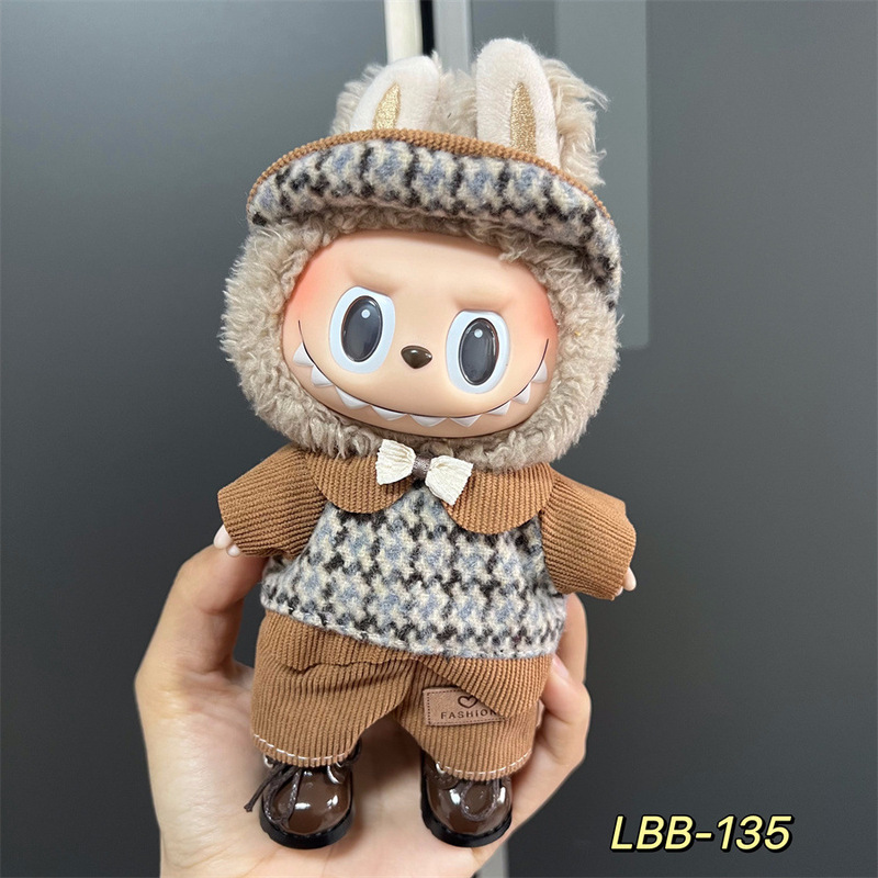 Labubu 着用可能なベビー服ビニールラブブ 17 センチメートル人形かわいいドレスアップカジュアルスーツスカートぬいぐるみ服|undefined