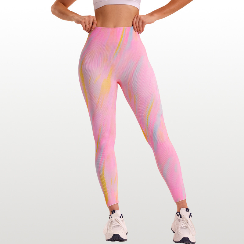 Dopamina cintura alta abdominal impresión antideslizante para mejorar la calidad de los pantalones de entrenamiento para mujeres que corren para adelgazar y adelgazar.