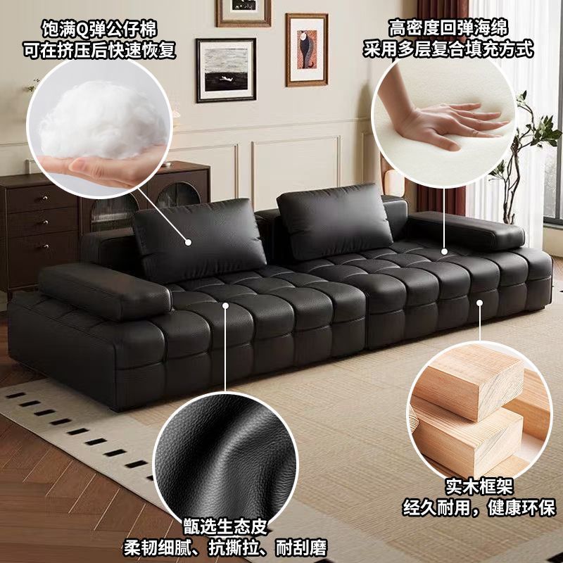 劳伦斯意式沙发真皮沙发极简客厅皮艺轻奢现代别墅小户型大户型