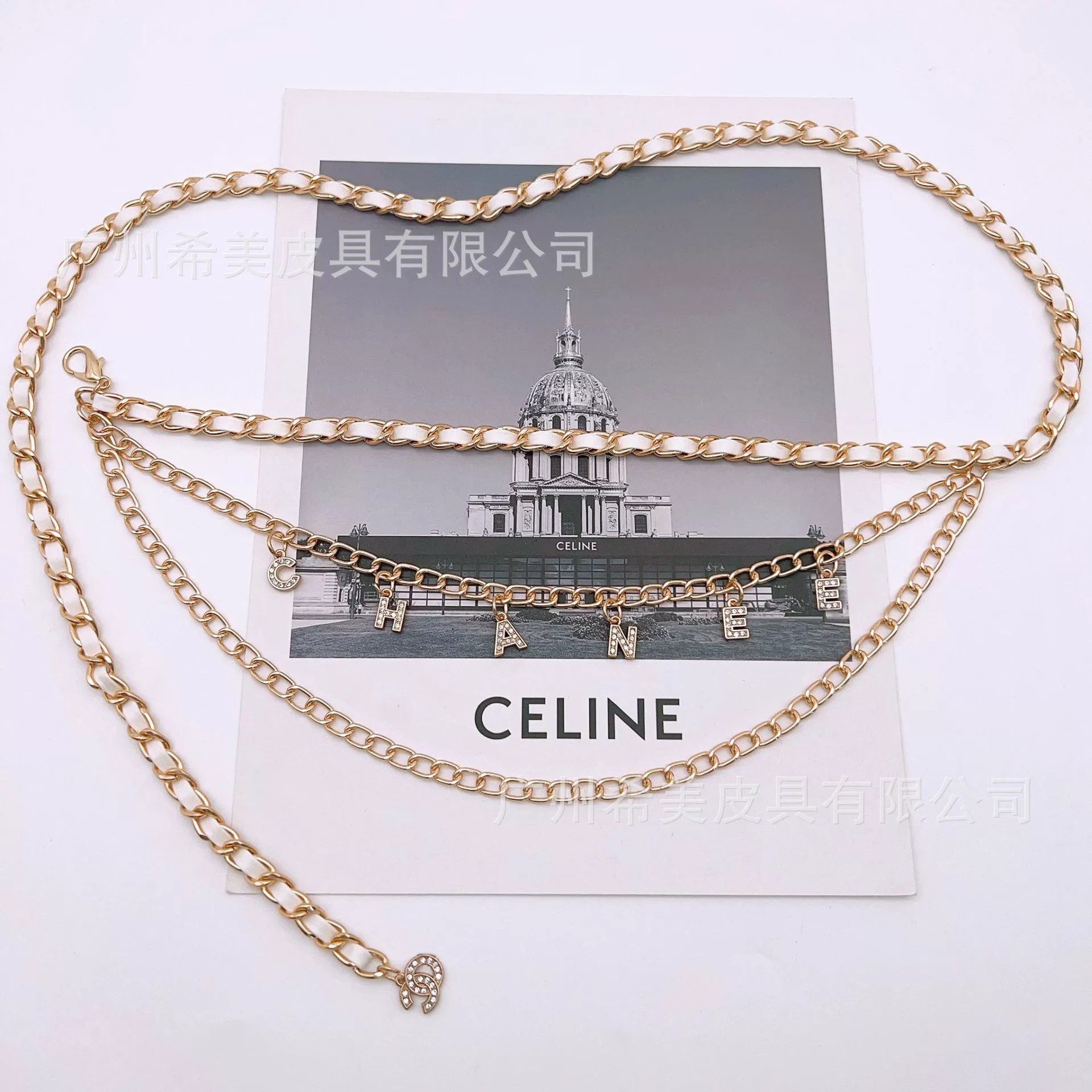Pendant with letters, chain, belt, suitable with a skirt, decorations, trousers, Chanel style, high-quality style, light luxury style