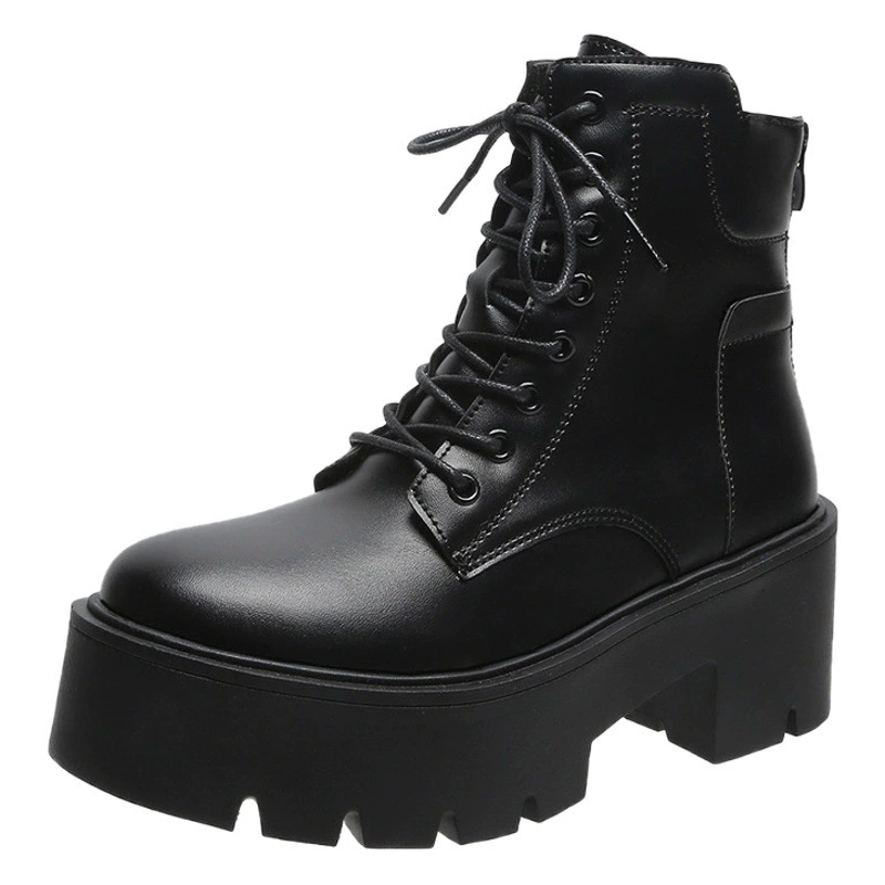 Стильные женские ботинки в стиле Мартин, новая британская мода, на шнуровке, на массивном каблуке и толстой подошве, низкие короткие ботинки на осень 2024 года.