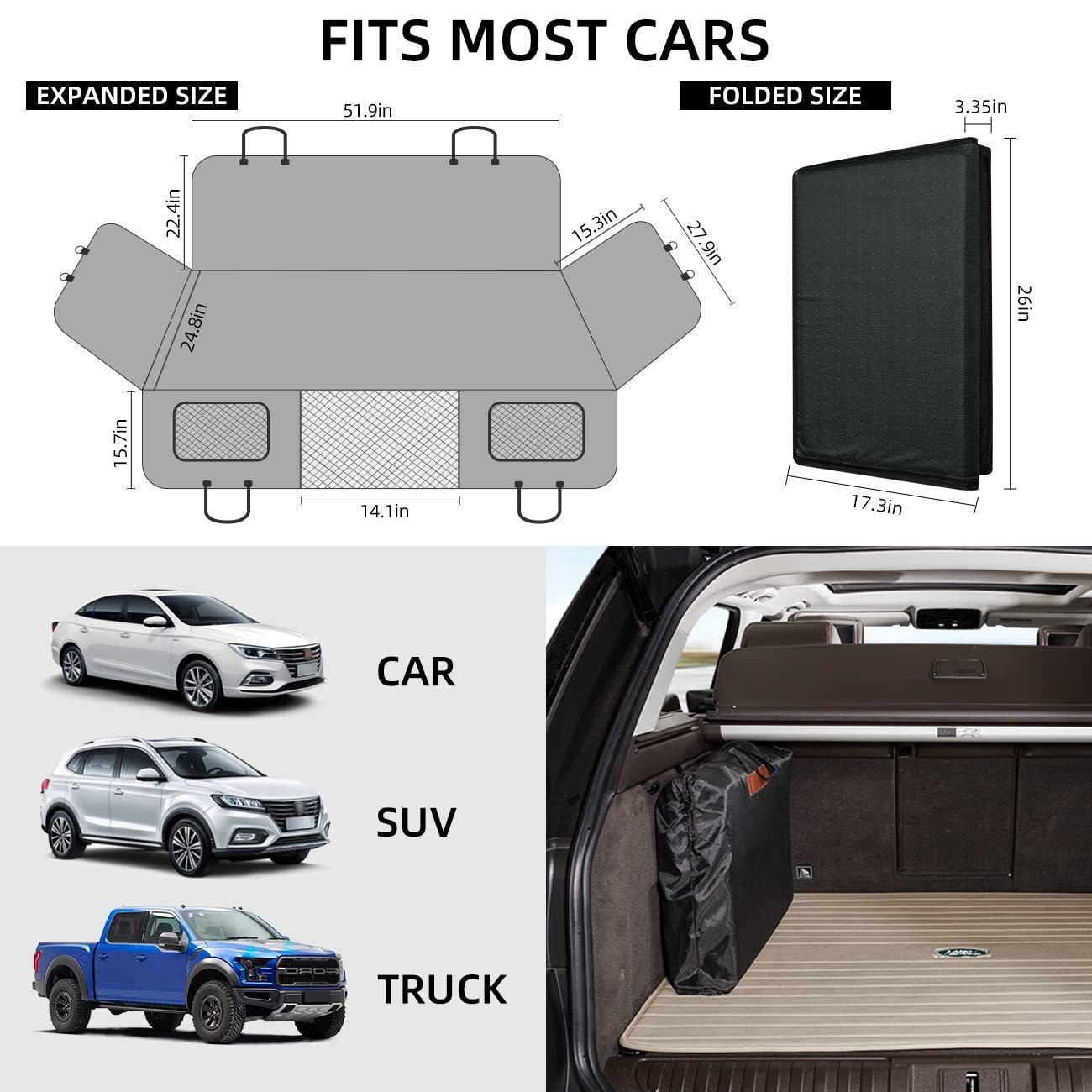 Pet Car Seat Cushion for Back Seat, Dog Seat Cushion for Rear Seat, Multifunctional Safety Seat with Backrest, Anti-Dirt and Waterproof