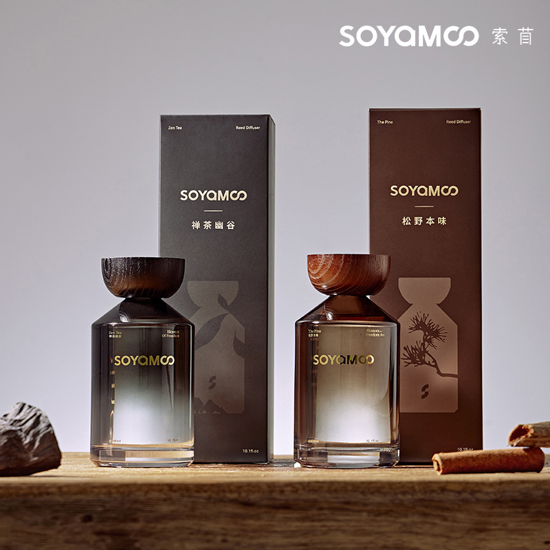 Suo Mu Indoor Household Fragrance Decoration suit Hotel Special Long-lasting Wooden Cover Rattan Essential Oil Non-fire Aromatherapy Wholesale