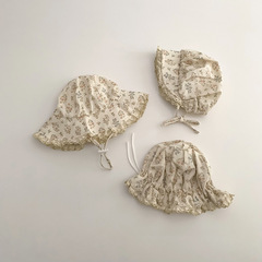 秋南 嬰兒帽子夏新款2024遮陽宮廷帽小月齡護囪門寶寶防曬漁夫帽