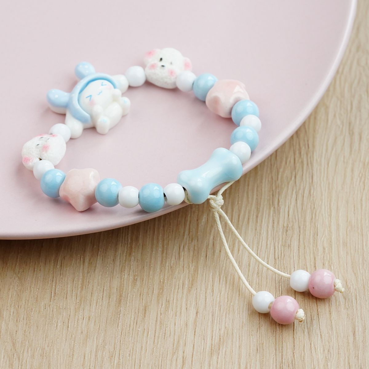 Jingdezhen pulsera de cerámica de verano mujer alta sensación galletas serie de gatos nicho diseño universal pulsera alta sensación