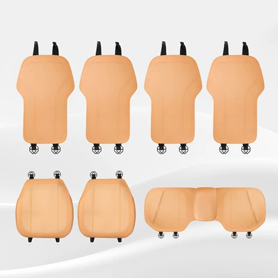 Seat cushion, seat cover: Breathable and Ventilated - type-b-thin-cushion-type-a-backrest-akiyama-chestnut-7-piece-set