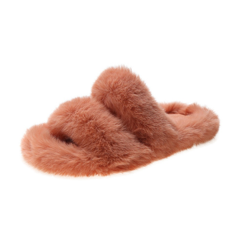  Autumn/Winter New Plush Slippers for Women, Home Warming Cotton Slippers, Casual Fashion, Outdoor Wear, Hairy Slippers for Women