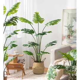 北欧ins风仿真植物仿生绿植装饰摆件假龟背竹客厅室内落地盆栽树
