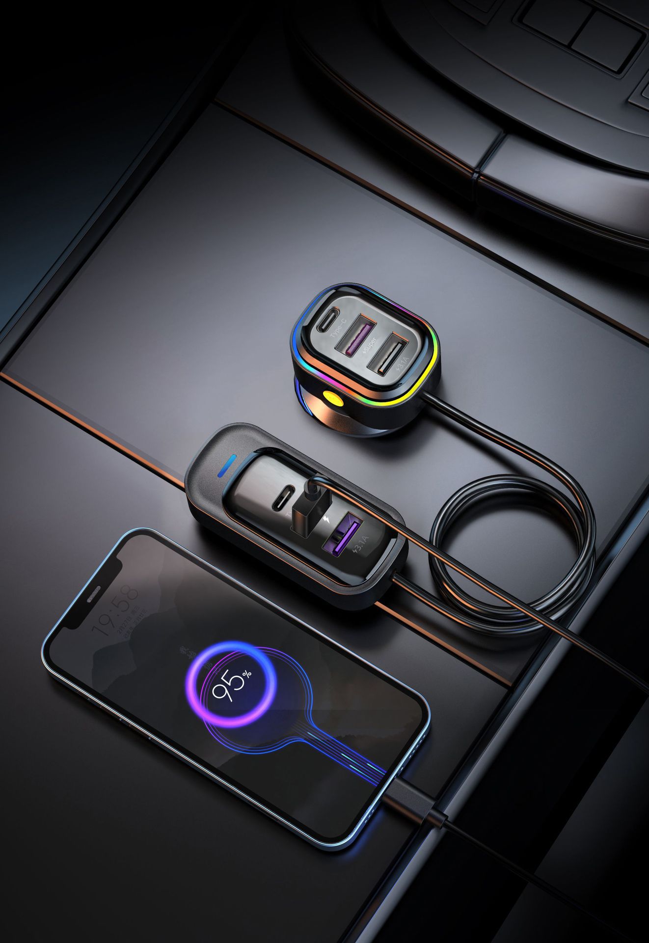 Yq1 Amazon New Car Charger Multifunctional Super Fast Charging Car 6-Port Mobile Phone Charger