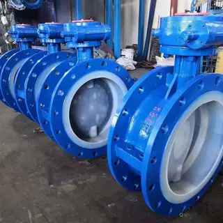 D341F46-16P DN80 涡轮衬氟法兰蝶阀D341F46 法兰衬氟不锈钢蝶阀