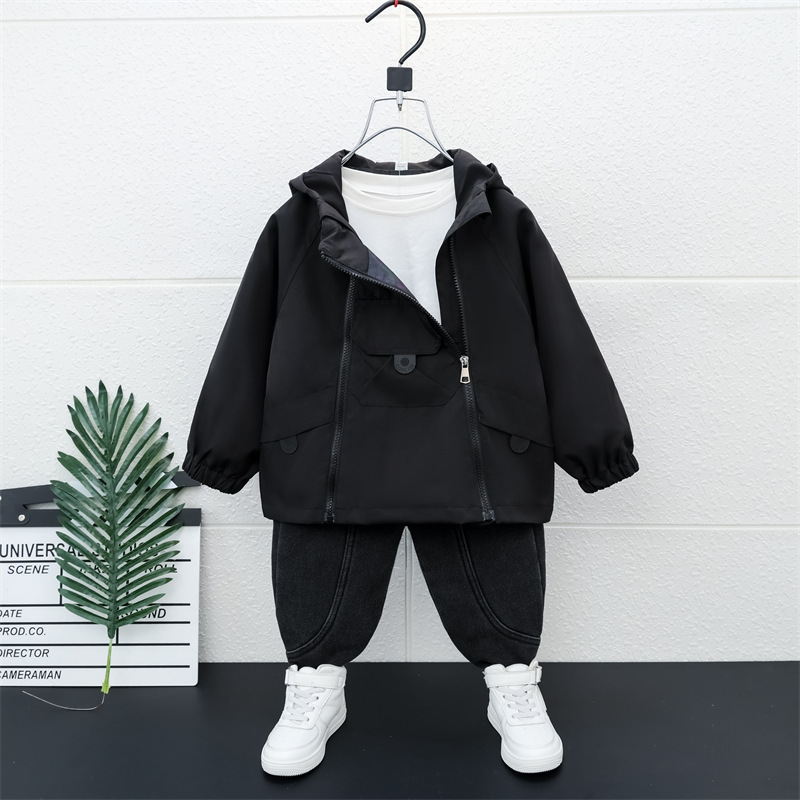 5881 gabardina para niños ropa de primavera y otoño 2025 nuevo estilo de niño con capucha chaqueta de red para bebés otoño chaqueta de todo fósforo marea