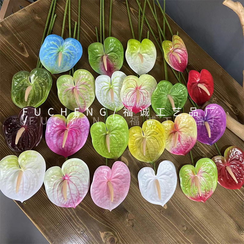 3D 인쇄 작은 팜 레드 팜 인공 꽃 웨딩 꽃 홈 장식 가짜 꽃 국경 수출 공장 재고 도매