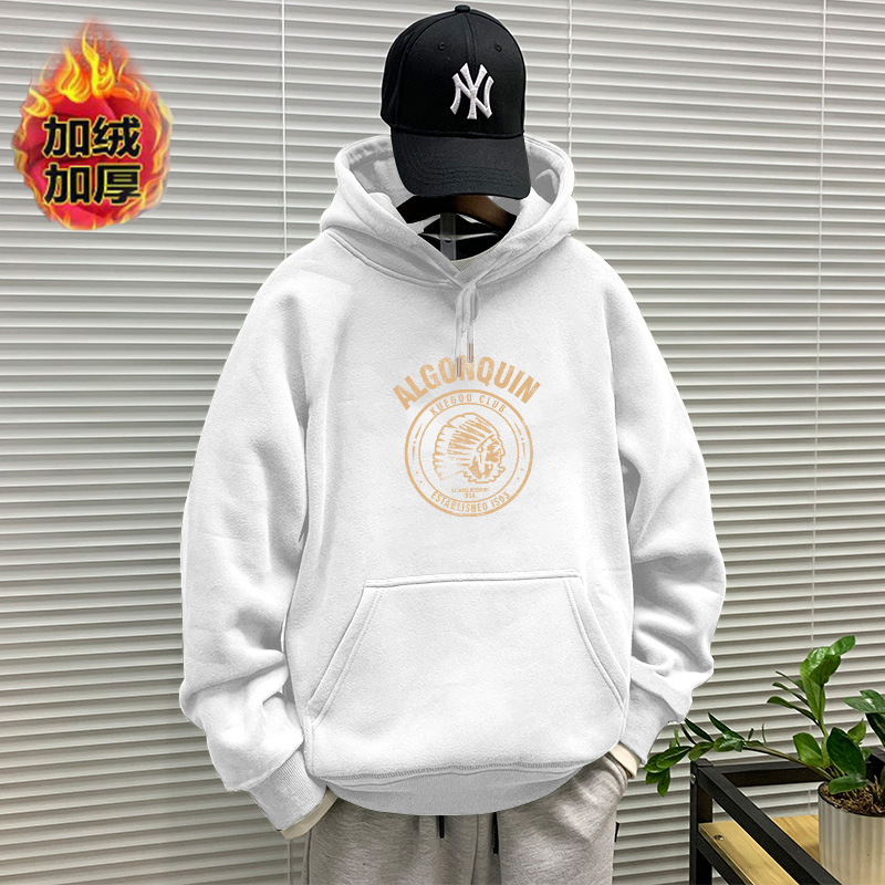 Primavera y otoño pesado suéter con capucha de los hombres marca moda invierno Top HOODIE más terciopelo abrigo americano pareja pullover