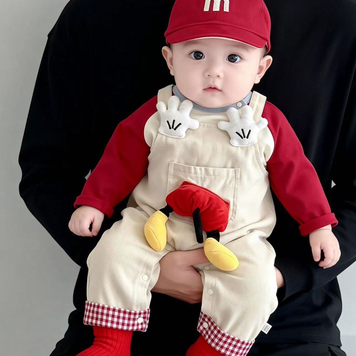 Demi-season children's set, suspenders to go out, western style, Korean style