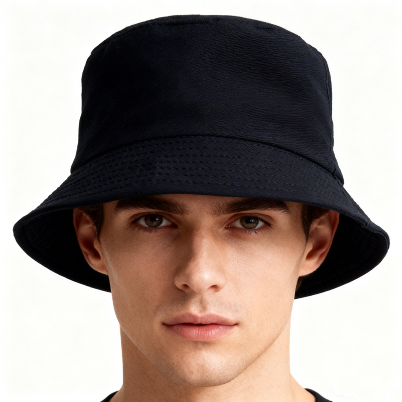 纯棉渔夫帽定制LOGO秋冬季平顶盆帽防晒帽 双针帽刺绣广告帽印刷