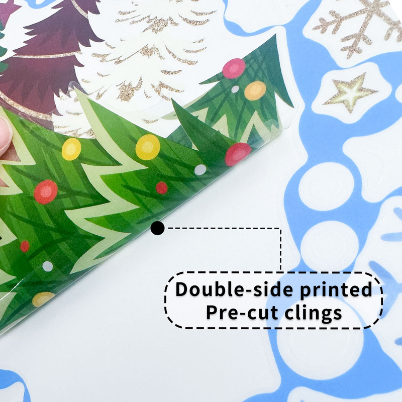 クロスボーダーアマゾンクリスマスステッカークリエイティブカラフルなハンギングボールスノーフレーク静電ステッカークリスマスツリーガラスステッカー卸売|undefined