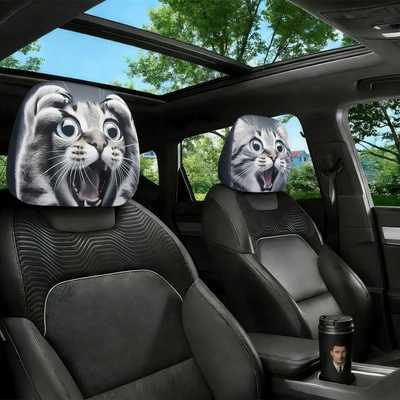 logos, available for dropshipping; we can create Universal seat cover - cute-little-tiger-double-sided-printing-2-pack