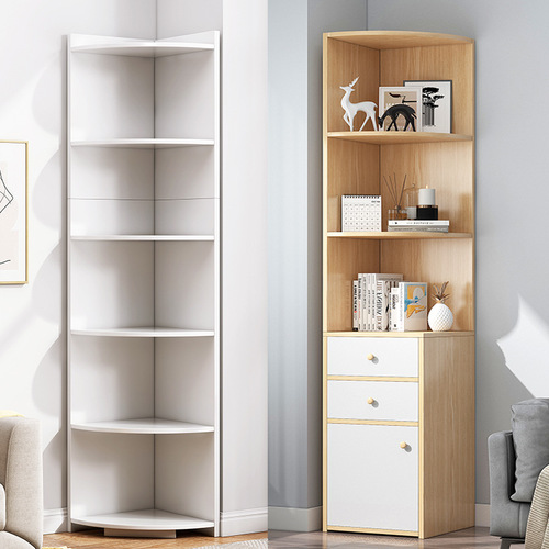 Living room corner cabinet kitchen multi-grid corner cabinet bedroom simple storage cabinet triangular floor-standing storage rack bookshelf