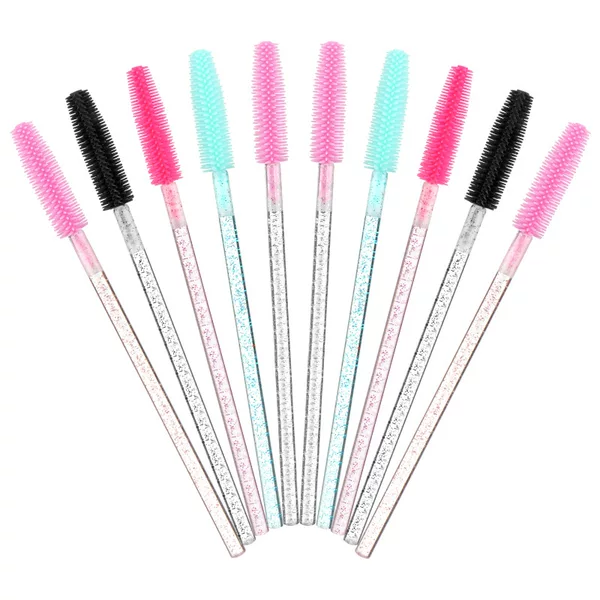 Wholesale 50 PCs/Pack Disposable Eye Beauty Remover Eyelashes Crystal Pole Tower Type Silicone Brush Colorful Silicone Eyelashes