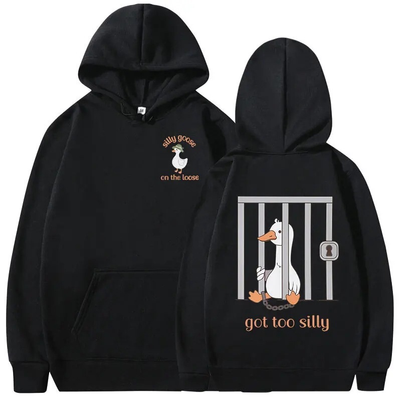 【Cross-Border European Size】The Silly Goose on the Loose Hoodie Is Too Stupid, Funny Meme Hoodie for Men