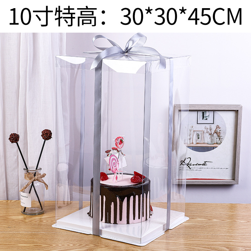Caja de caja de pastel de cumpleaños totalmente transparente 4 4 6 6 6 pulgadas 8 caja de embalaje de pastel de altura de doble capa única 10 10 12