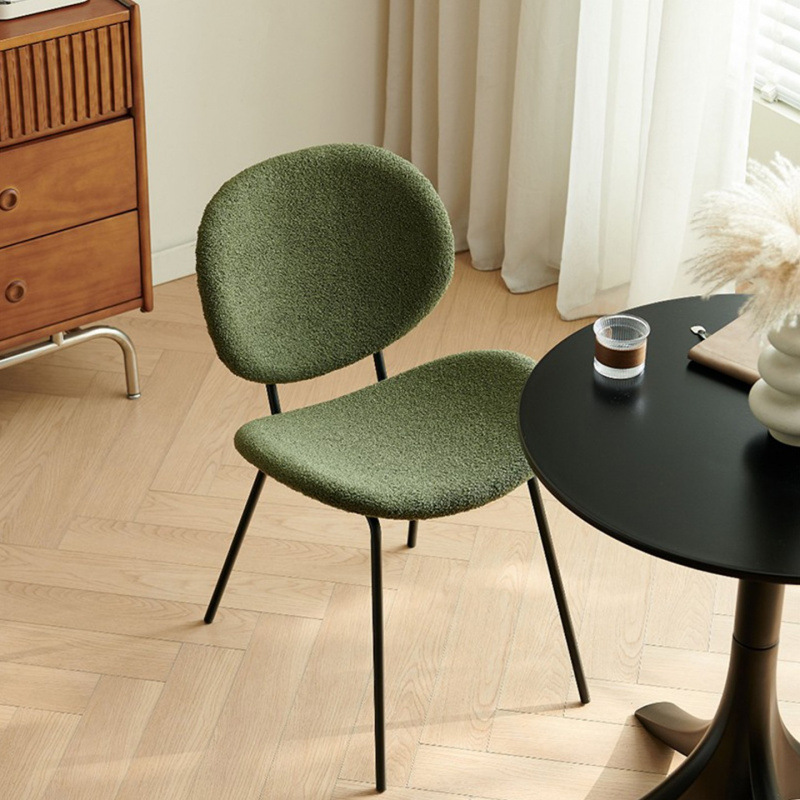 Modern Minimalist Iron Dining Chair for Home Rental, Ultra-Simple Lambswool Chair, Designer Backrest Stool for Cafes Modern Minimalist Iron Dining Chair for Home Rental, Ultra-Simple Lambswool Chair, Designer Backrest Stool for Cafes
