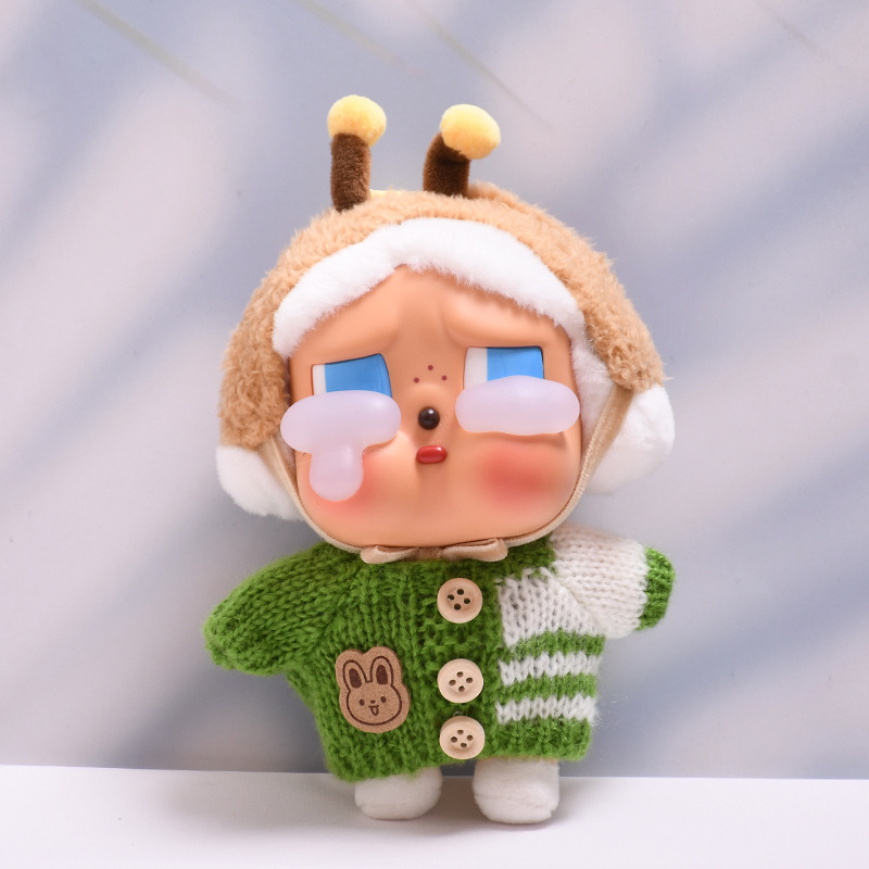 仅娃衣】哭娃眼泪工厂搪胶脸毛绒盲盒玩偶CRYBABY纽扣毛衣娃衣服|undefined