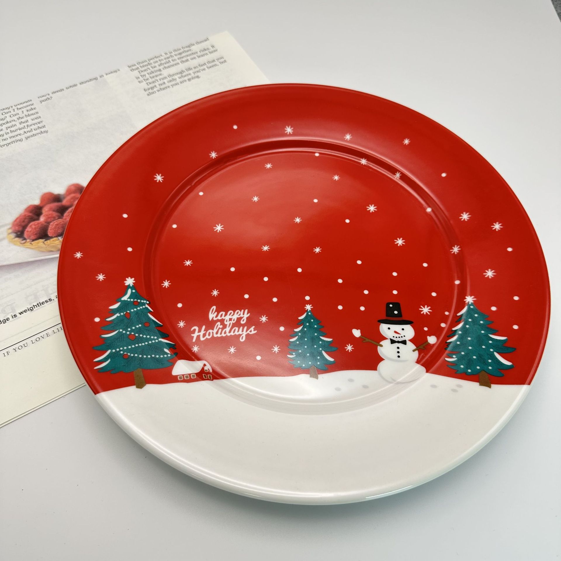 Christmas New 10 inch atmosphere Christmas ceramic cartoon high temperature environmentally friendly bowls and plates tableware_voghion.com