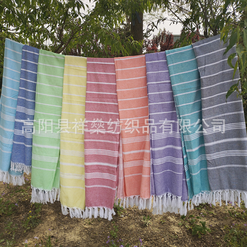 Foreign trade spot Amazon a variety of cross-border Europe and the United States Turkey polyester cotton beach towel factory outdoor yarn-dyed tassels
