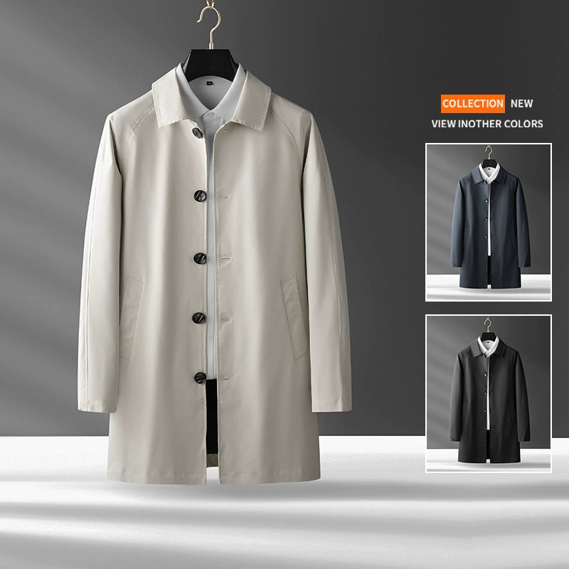 Мужское деловое плаще пальто мужское осеннее и зимнее новое легкое деловое повседневное среднее мужское высококлассное платье