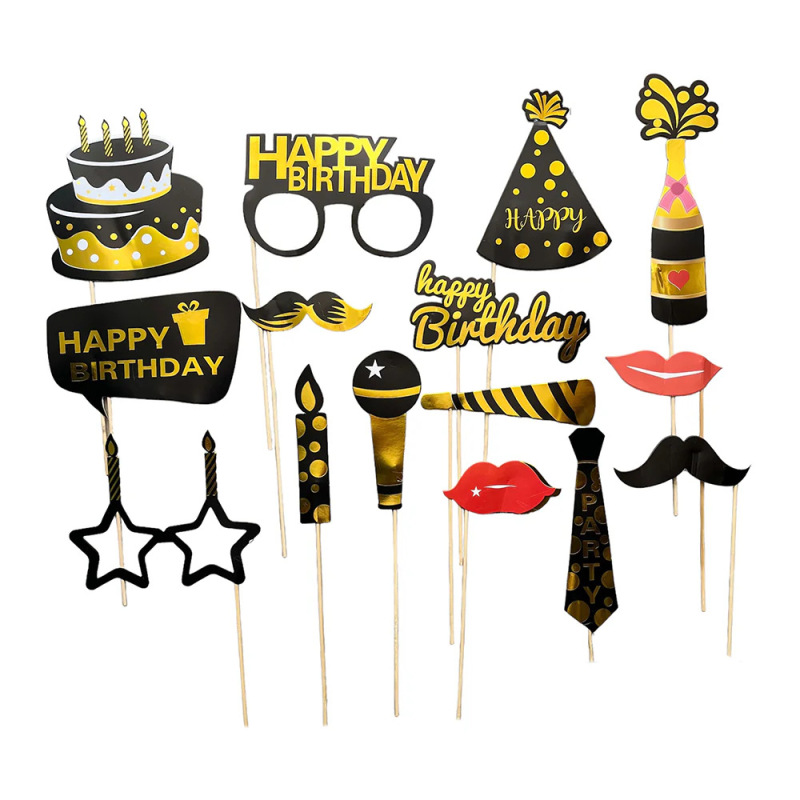 50Th Birthday Paper Photo Frame Party Photo Booth Photo Props Black Gold Prom Sign