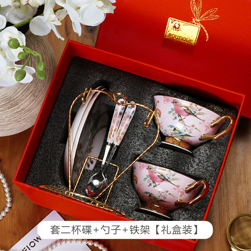 Exquisito hueso China taza de café y platillo de alta gama británica juego de té de la tarde traje de inauguración de la casa novias mano caja de regalo