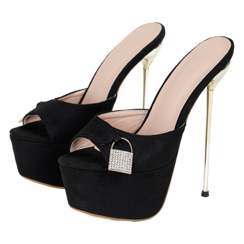 Европейская и американская внешняя торговля, Новые женские туфли со стразами, декоративные замшевые сандалии на платформе на шпильке на сверхвысоком каблуке