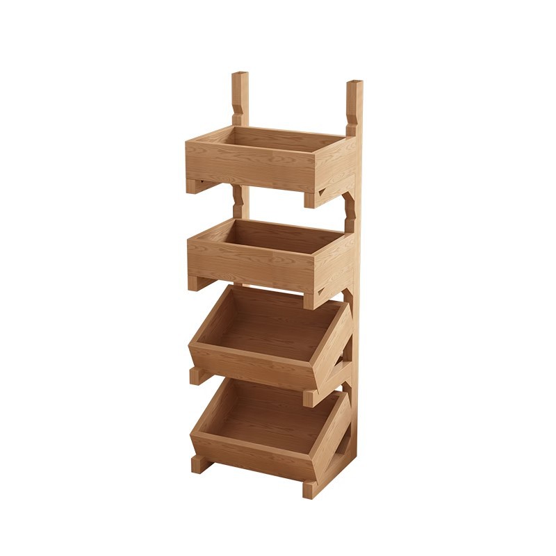 Estante de exhibición de frutas de madera sólida estante de supermercado estante de almacenamiento tipo escalón estante de exhibición de frutas y verduras estante de almacenamiento multicapa