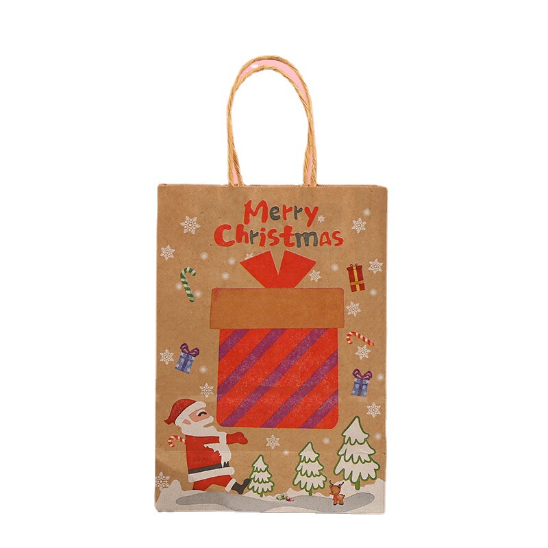 国境を越えたクラフト紙袋クリスマス祭りプレゼント包装袋卸売りはロゴスポットを印刷してクリスマスを印刷することができる|undefined