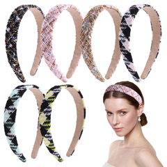 跨境新款豹紋發箍百搭頭飾簡約氣質頭箍整理碎發氣質千鳥格發箍