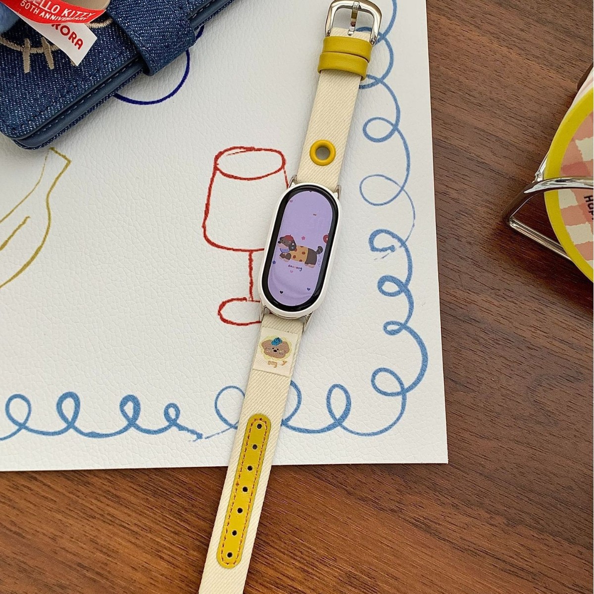 Personalized Sticker Color Matching Denim Watch Strap Suitable for Xiaomi 8/9/10 Watch Strap Redmi Huawei Fit4/3 Gt6/5/4