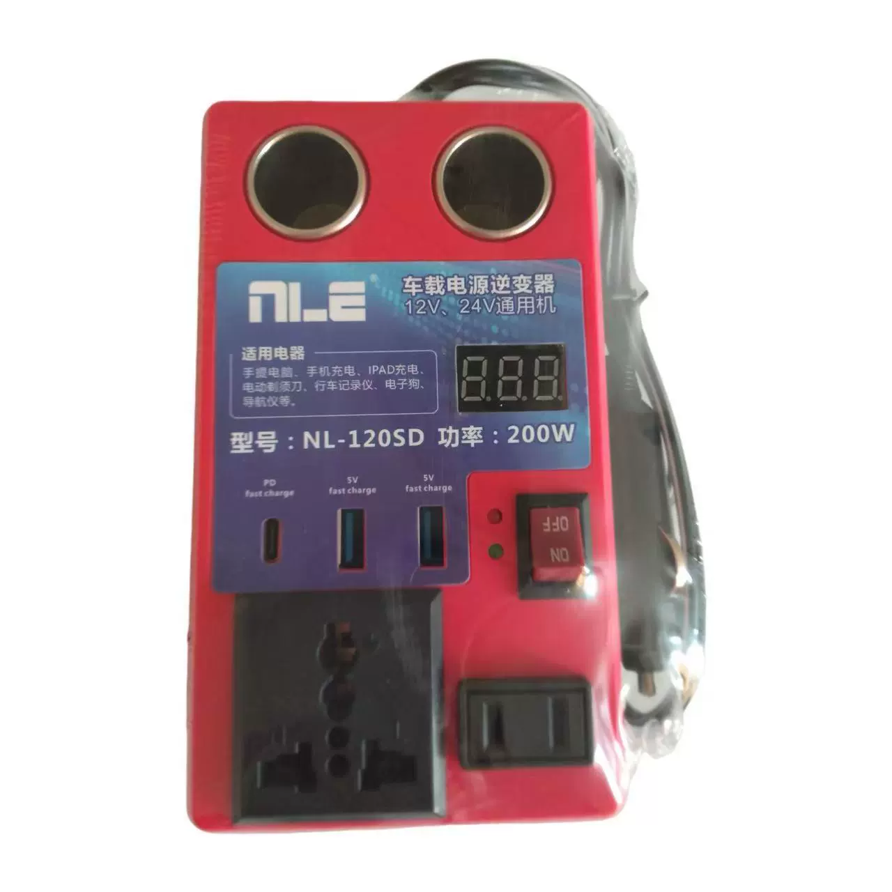 Многофункциональный автомобильный инвертор NL-120SD 12В/24В, удобный дизайн
