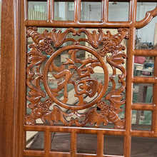 中式实木雕刻屏风隔断入户客厅镂空实木花格装饰背景墙玄关花格窗