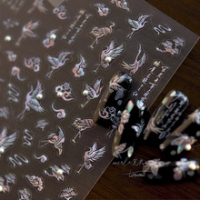 tomoni晶钻美甲贴纸 莫失合作款日系指甲贴批发蝴蝶花鸟MS476